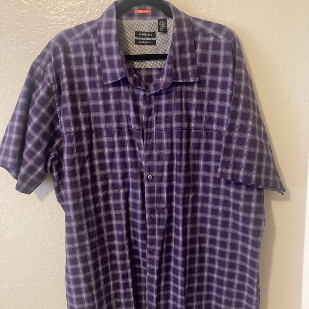 Van Heusen Men's Purple Checkered Shirt size Xxlarge